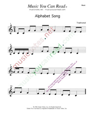 Click to enlarge: Alphabet Song Music Format