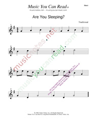 Click to enlarge: Are You Sleeping Music Format