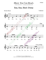 Click to Enlarge: Are You Sleeping Solfeggio Format