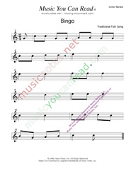 Click to enlarge: Bingo  Music Format