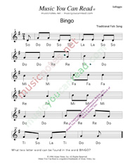 Click to Enlarge: Bingo  Solfeggio Format