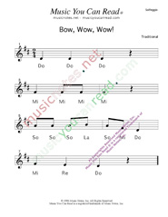 Click to Enlarge: Bow, Wow, Wow! Solfeggio Format