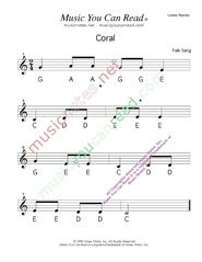 Click to Enlarge: "CORAL" Letter Names Format