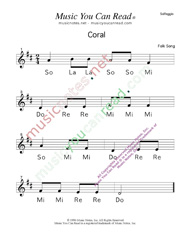 Click to Enlarge: "CORAL" Solfeggio Format