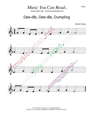 "Deedle, Deedle, Dumpling" Music Format