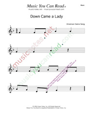 "Down Came A Lady" Music Format
