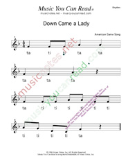 Click to Enlarge: "Down Came A Lady" Rhythm Format