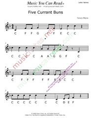 Click to Enlarge: "Five Currant Buns" Letter Names Format