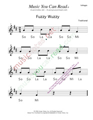 Click to Enlarge: "Fuzzy Wuzzy" Solfeggio Format