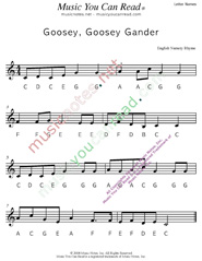 Click to Enlarge: "Goosey, Goosey, Gander" Letter Names Format