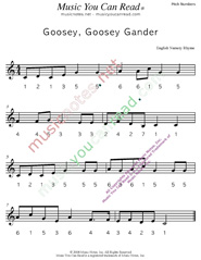 Click to Enlarge: "Goosey, Goosey, Gander" Pitch Number Format