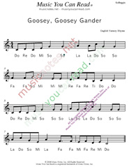 Click to Enlarge: "Goosey, Goosey, Gander" Solfeggio Format