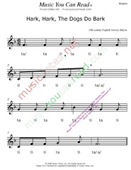 Click to Enlarge: "Hark, Hark, The Dogs Do Bark" Rhythm Format" Rhythm Format