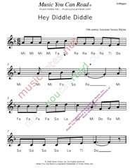 Click to Enlarge: "Hey Diddle Diddle" Solfeggio Format