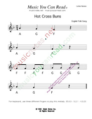 Click to Enlarge: "Hot Cross Buns" Letter Names Format