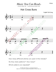 Click to Enlarge: "Hot Cross Buns" Solfeggio Format