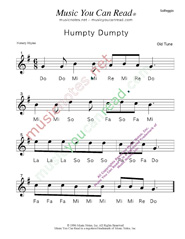 Click to Enlarge: "Humpty Dumpty" Solfeggio Format