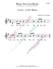 Click to Enlarge: "Hush, Little Baby" Solfeggio Format