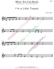 "I'm a Little Teapot" Music Format