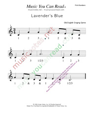 Click to Enlarge: "Lavender's Blue" Pitch Number Format