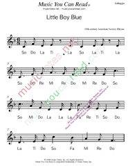 Click to Enlarge: "Little Boy Blue" Solfeggio Format
