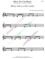 "Mary Had a Little Lamb" Music Format