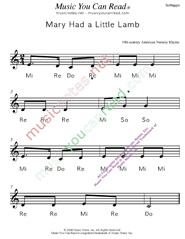 Click to Enlarge: "Mary Had a Little Lamb" Solfeggio Format