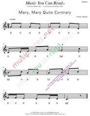 Click to Enlarge: "Mary, Mary Quite Contrary" Rhythm Format