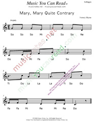 Click to Enlarge: "Mary, Mary Quite Contrary" Solfeggio Format