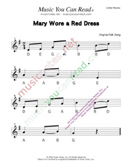 Click to Enlarge: "Mary Wore a Red Dress" Letter Names Format