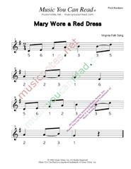 Click to Enlarge: "Mary Wore a Red Dress" Pitch Number Format