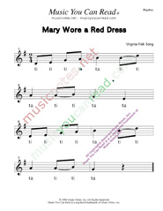 Click to Enlarge: "Mary Wore a Red Dress" Rhythm Format