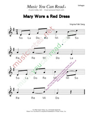 Click to Enlarge: "Mary Wore a Red Dress" Solfeggio Format