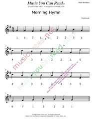 Click to Enlarge: "Morning Hymn" Pitch Number Format
