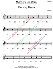 Click to Enlarge: "Morning Hymn" Solfeggio Format