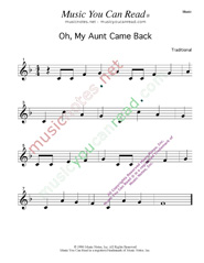 "My Aunt Came Back" Music Format