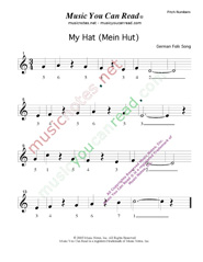 Click to Enlarge: "My Hat (Mein Hut)" Pitch Number Format