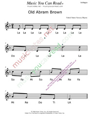 Click to Enlarge: "Old Abram Brown" Solfeggio Format