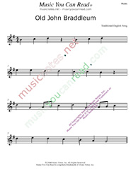 "Old John Braddleum" Music Format