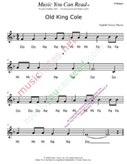 Click to Enlarge: "Old King Cole" Solfeggio Format