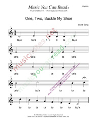 Click to Enlarge: "One, Two, Buckle My Shoe" Rhythm Format