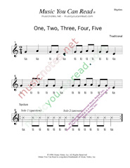 Click to Enlarge: "One, Two, Three, Four, Five" Rhythm Format