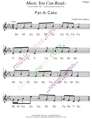 Click to Enlarge: "Pat-A-Cake" Solfeggio Format