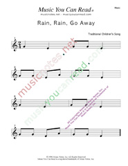 "Rain, Rain, Go Away" Music Format