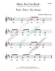 Click to Enlarge: "Rain, Rain, Go Away" Solfeggio Format