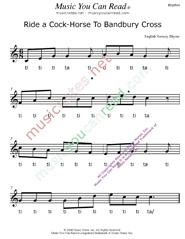 Click to Enlarge: "Ride A Cock-Horse To Bandbury Cross" Rhythm Format