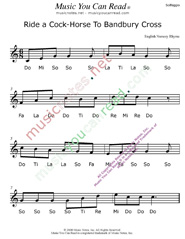 Click to Enlarge: "Ride A Cock-Horse To Bandbury Cross" Solfeggio Format