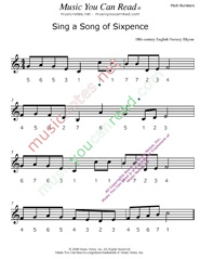 Click to Enlarge: "Sing A Song of Sixpence" Pitch Number Format