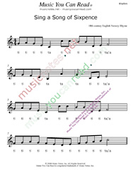 Click to Enlarge: "Sing A Song of Sixpence" Rhythm Format