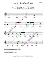 Click to Enlarge: "Star Light Star Bright" Solfeggio Format
